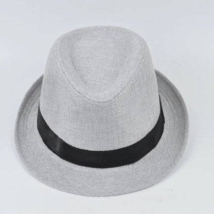 Spring And Summer Men's Hats Fedoras Imitation Linen Top Jazz Hat