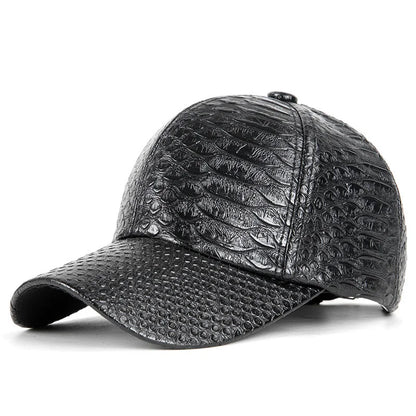 Men Women Novel Crocodile Pattern PU Leather Punk Sun Shade Baseball Cap