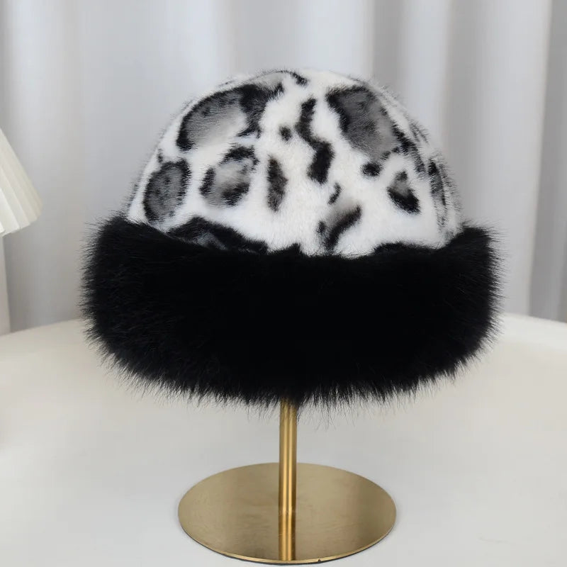 Factory Direct Wholesale Retro Leopard Print Plush Fur Hat