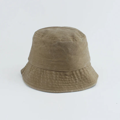 Washed Denim Bucket Hat Kids Wide Brim Cotton Fisherman Hat