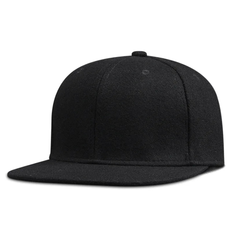 Dad Winter Felt Hip Hop Caps Flat Peak Felt Baseball Cap Big Bone Man Plus Size Fitted Snapback Hats