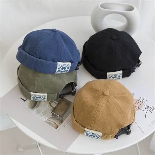 Fashion Cotton Brimless Hat Men Women Retro Skullcap Melon Docker Cap