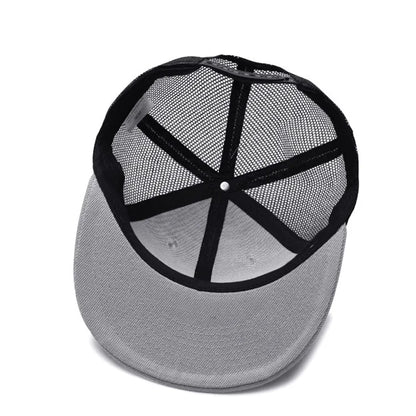 Adult Solid Color Flat Brim Mesh Snapback Cap