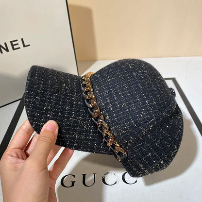 Winter Autumn Chic Casual Outdoor Cap Women‘s Tweed Baseball Caps