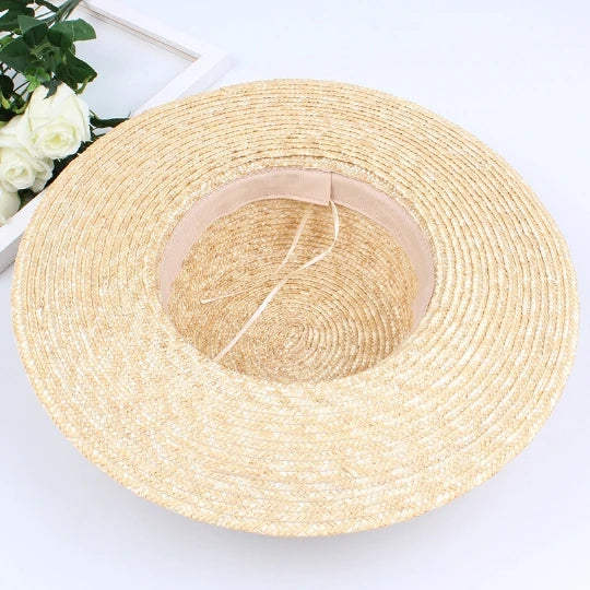 Primary Colors Handmade Super Flat Top Straw Hat