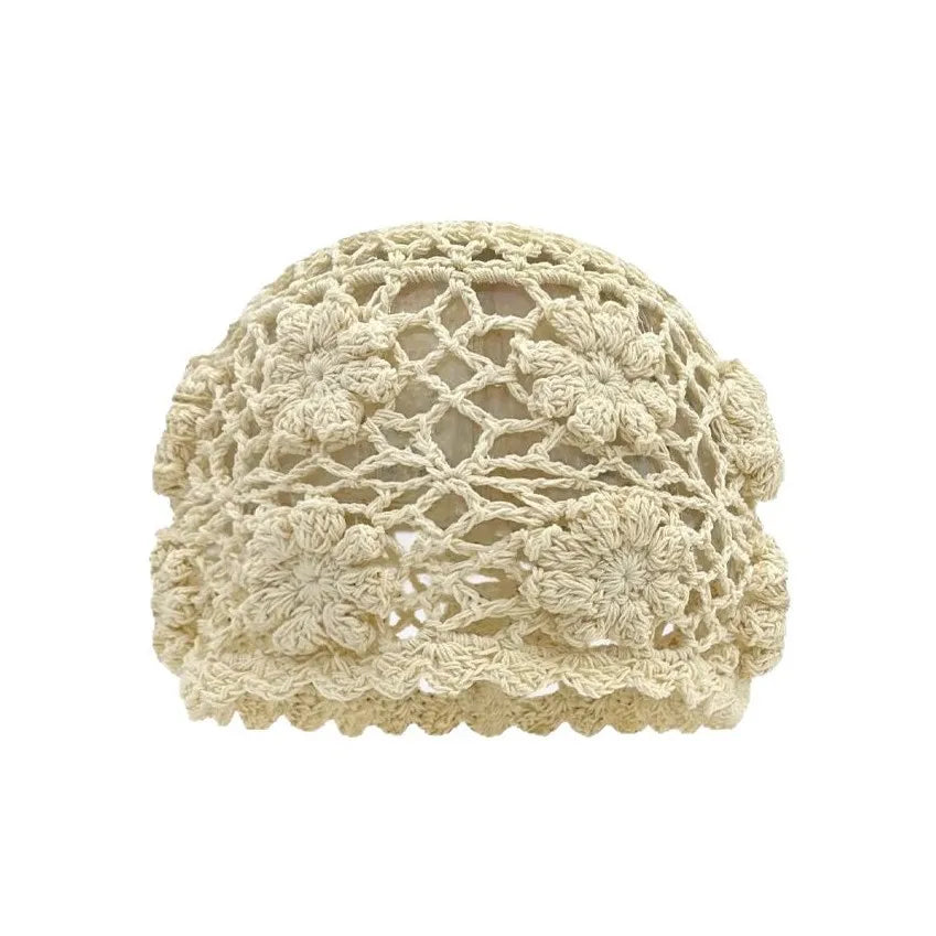 Thin Hollow Flower Knitted Pullover Hat