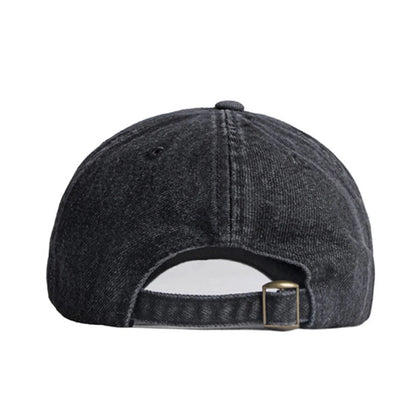 Casual Washed Cotton Baseball Cap Men Solid Black Blue Denim Dad Hat