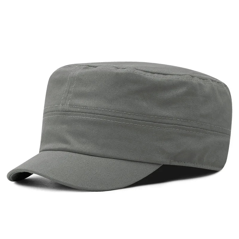 Big Size Sun Hats Full Close Flat Army Cap Male Short Peaked Fitted Cap