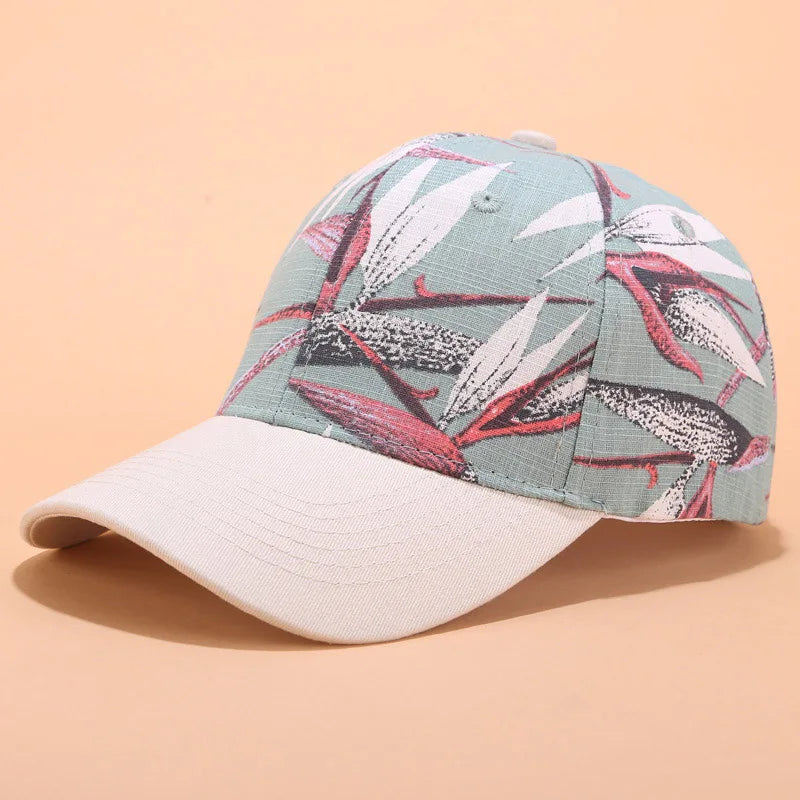 Flower Print Women Baseball Cap Female Adjustable