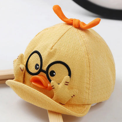 Summer Kids Mesh Baseball Caps Baby Lovely Cartoon Duck Cotton Hats Girl Boys  1-10M