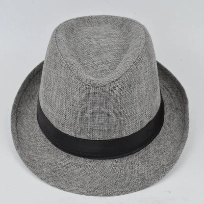Spring And Summer Men's Hats Fedoras Imitation Linen Top Jazz Hat