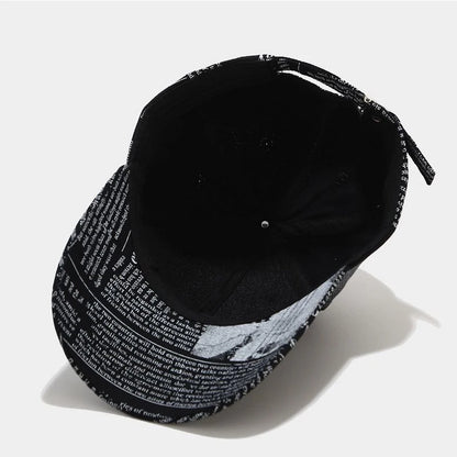 Yellow Newspaper Print Baseball Caps