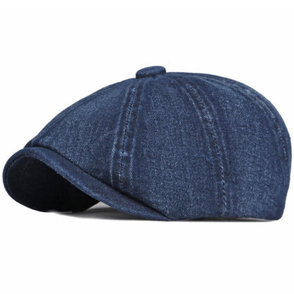 Men Women Flat Cap Hat Washed Cotton Denim Beret Cap