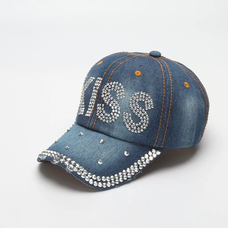 Denim Cap Women Summer Autumn Fashion Shiny Letter Hat