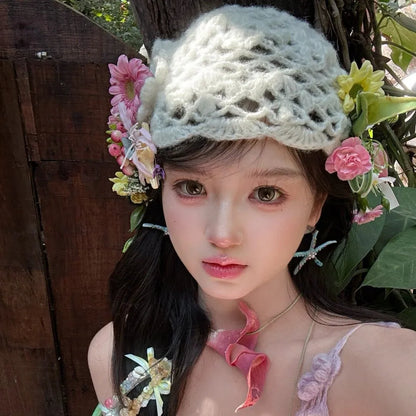 Spring Summer Ethnic Style Hollow Flower Blossom Women's Hat