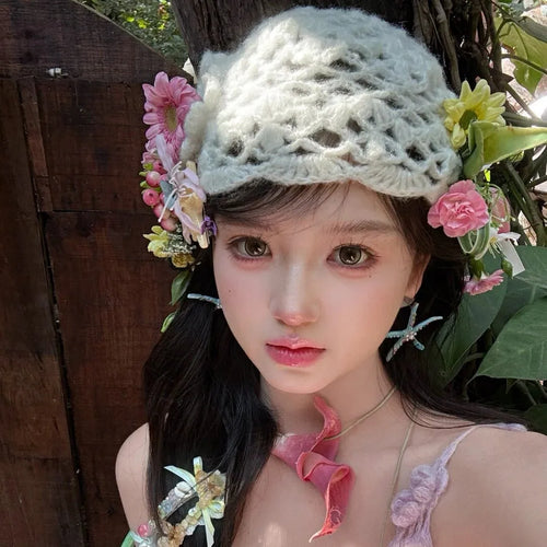 Spring Summer Ethnic Style Hollow Flower Blossom Women's Hat