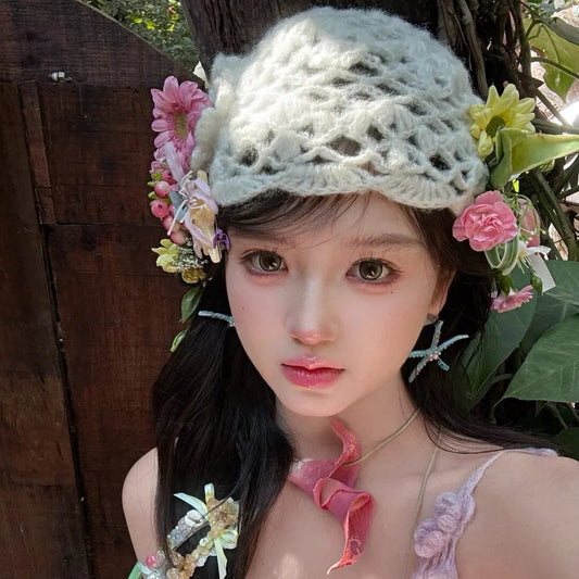 Spring Summer Ethnic Style Hollow Flower Blossom Women's Hat