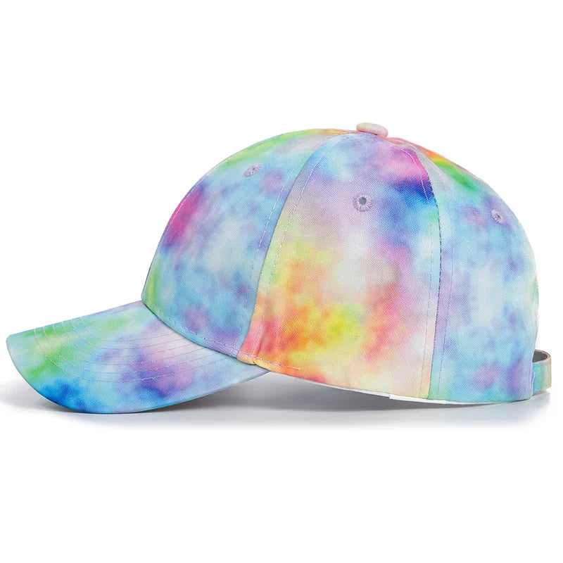 New Fashion Women Tie Dye Cap Multicolor Irregular Print Baseball Cap