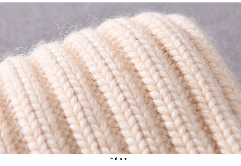 Winter Silk Satin Lined Beanie Hats Women Men Unisex Thick Chunky Cap