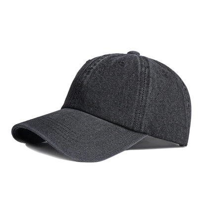 Casual Washed Cotton Baseball Cap Men Solid Black Blue Denim Dad Hat