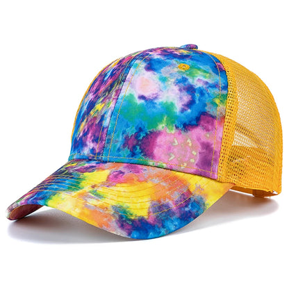 New Fashion Women Tie Dye Cap Multicolor Irregular Print Baseball Cap