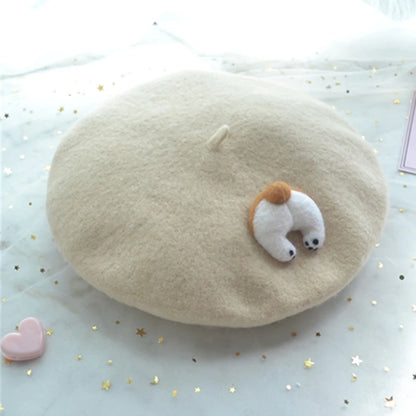 Women Handmade Beret Hat Female Hat Autumn Wool Felt Cloud Painter Cap