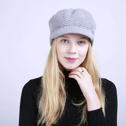 Fashion Knitting Solid Color Thicken Women Winter Hat