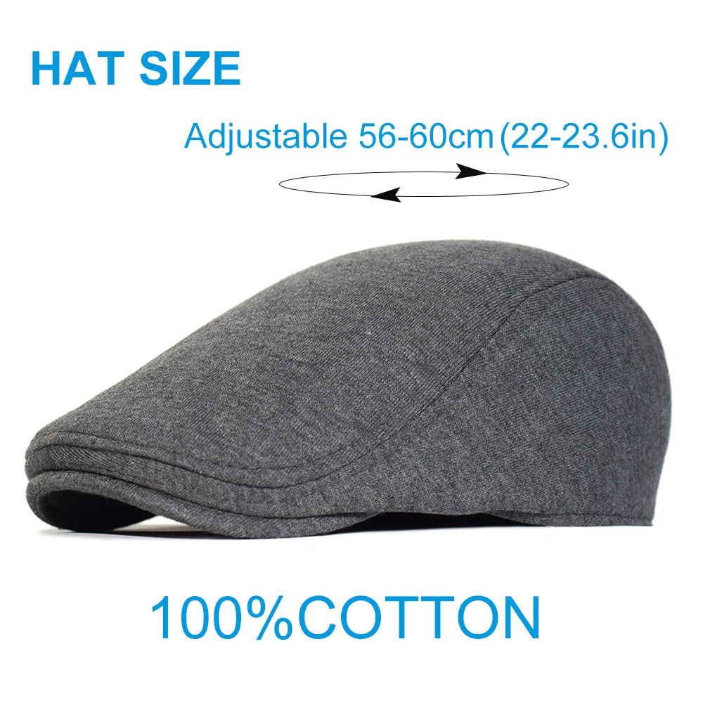 Cotton Newsboy Caps Men Women Hat Soft Casual Beret Solid Unisex Retro Hat