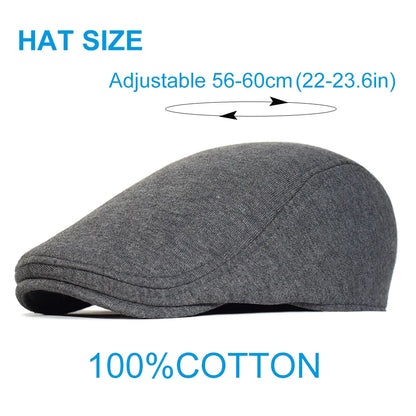 Cotton Newsboy Caps Men Women Hat Soft Casual Beret Solid Unisex Retro Hat