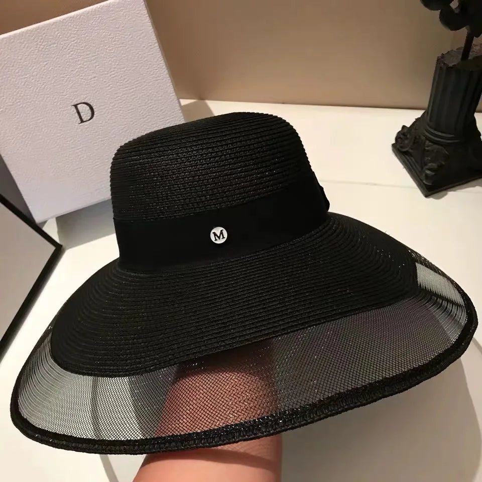 Woolen Rhinestone Solid Color Basin Hat Leisure Outdoor Beach Sun Hat