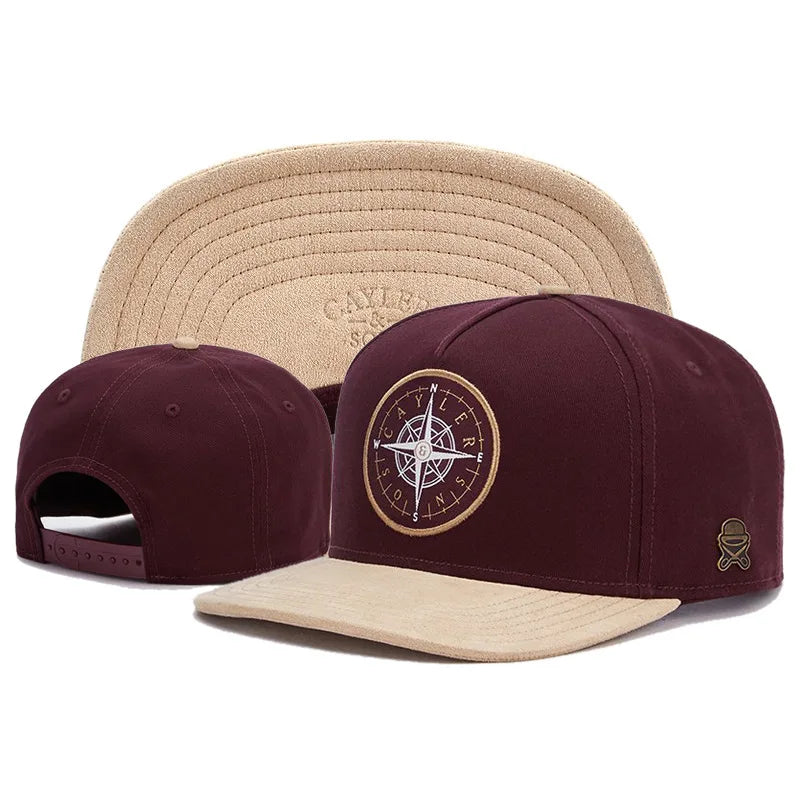 Flat Brim Snapback Hat Polyester For Men