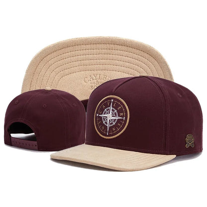 Flat Brim Snapback Hat Polyester For Men