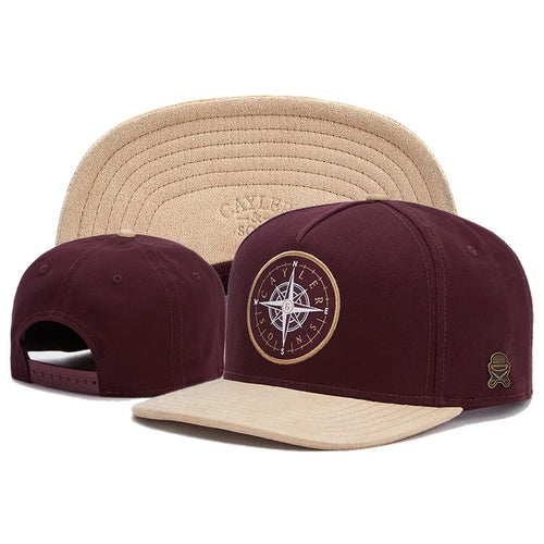 Flat Brim Snapback Hat Polyester For Men