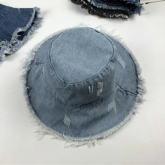 Summer Autumn Washed Denim Sun Hat Women