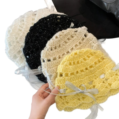 Vintage Artistic Design Ethnic Hollow Bowknot Adjustable Headwrap Hat