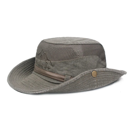 Outdoor Bucket Hat Men Summer Breathable Panama Cap