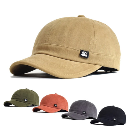 Vintage Short Brim Baseball Cap Cotton Men Women Soft Dad Hat