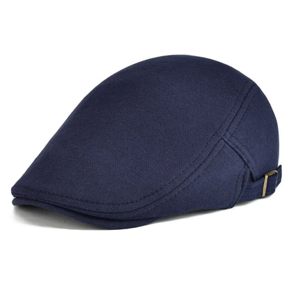 100% Cotton Men Black Flat Ivy Cap