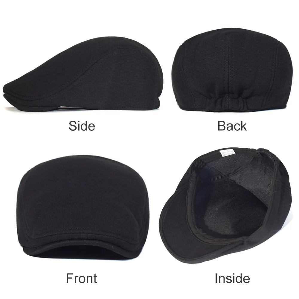 Cotton Newsboy Caps Men Women Hat Soft Casual Beret Solid Unisex Retro Hat
