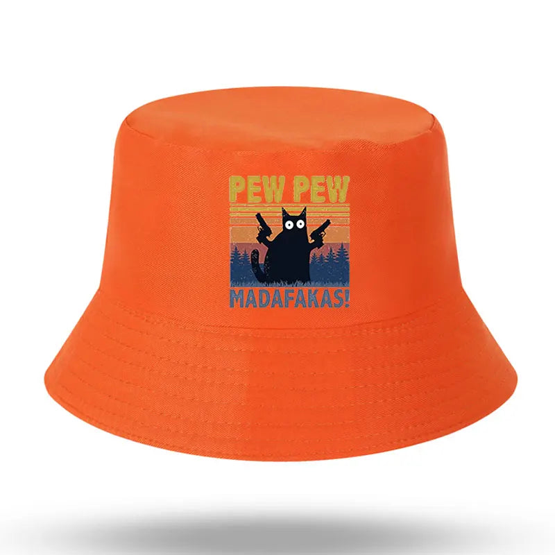 Black Cat Print Men Women Bucket Hat Outdoor