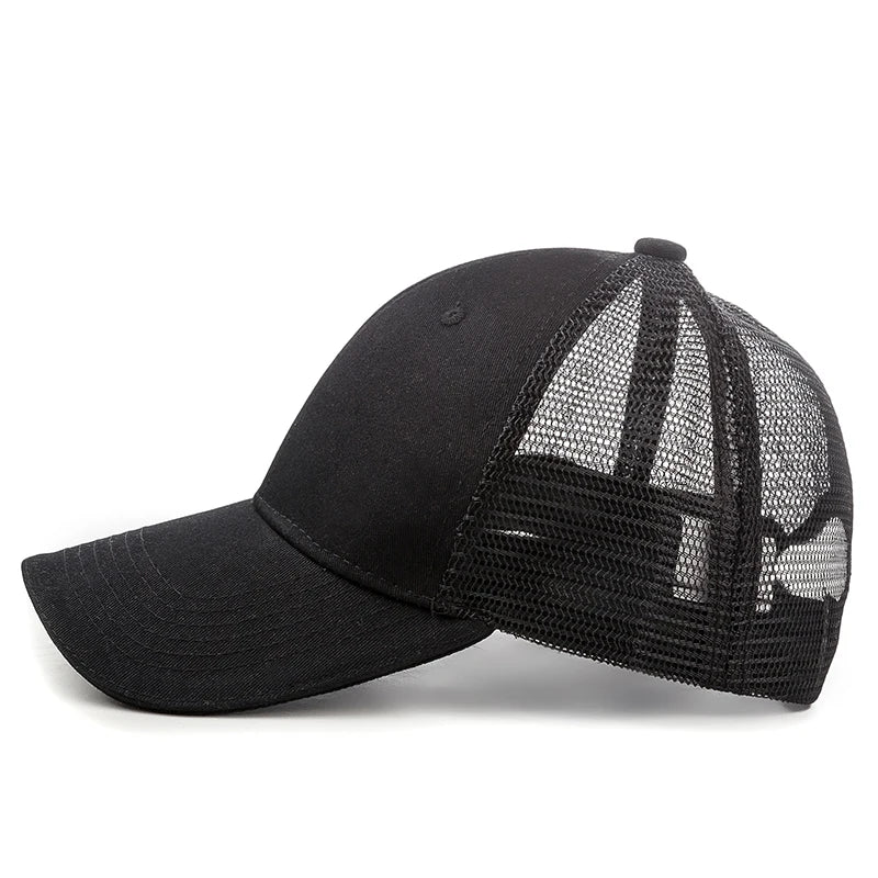 Unisex Mesh Cap Casual Plain Cotton Baseball Cap Adjustable Summer Trucker Hats