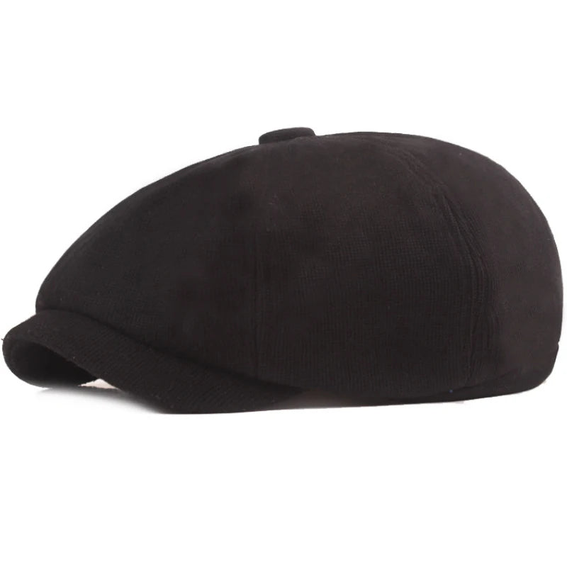 Women Solid Cap Men Retro Octagonal Hat Flat Cap