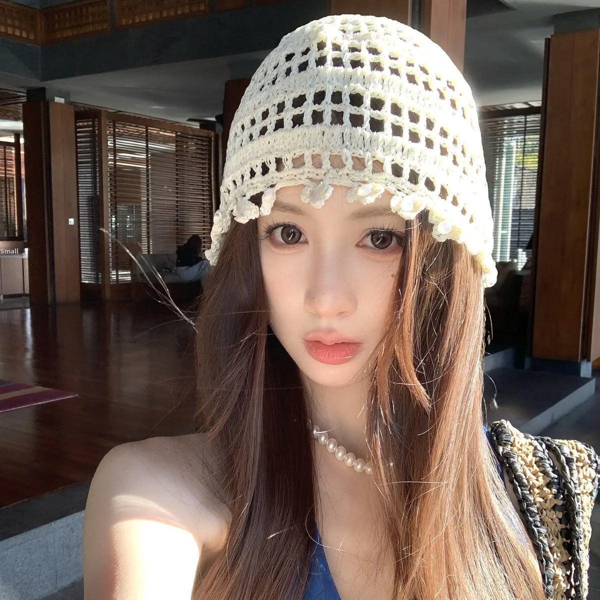 Hollow Bag Head Hat Female Ethnic Style Travel Photo Art Cap