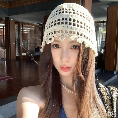 Hollow Bag Head Hat Female Ethnic Style Travel Photo Art Cap