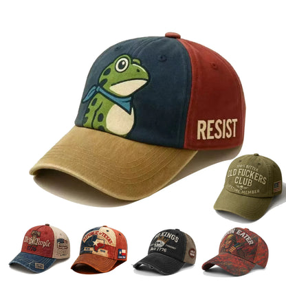 Retro Print Soft Top 6 Panel Letter Graphic Baseball Cap