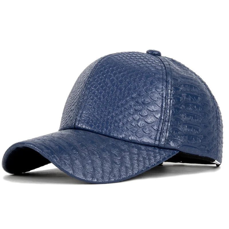 Men Women Novel Crocodile Pattern PU Leather Punk Sun Shade Baseball Cap