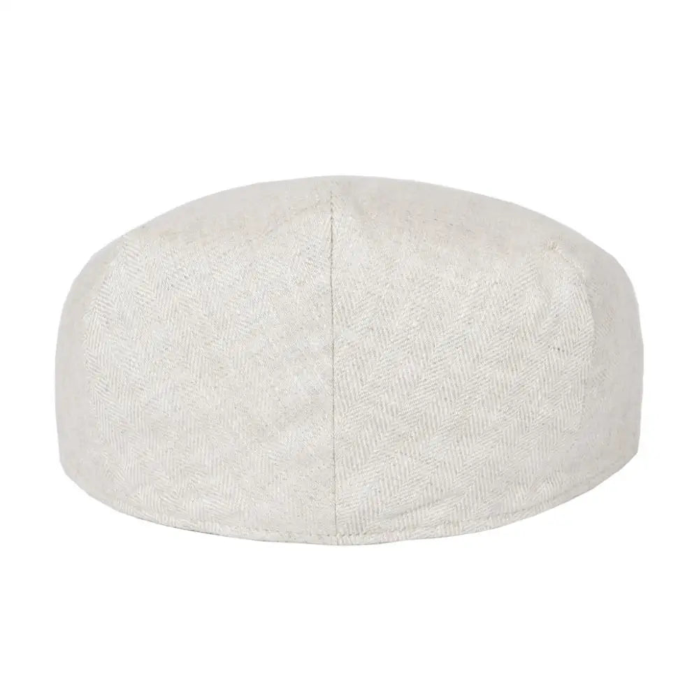 Linen Flat Cap For Men Women Herringbone Linen Newsboy Cap