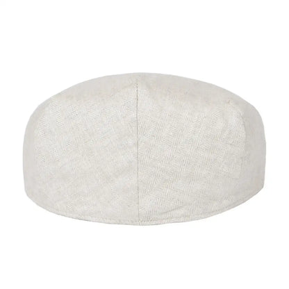 Linen Flat Cap For Men Women Herringbone Linen Newsboy Cap