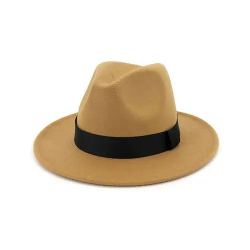 Women Winter Yellow Classic Elastic Fedora Hat