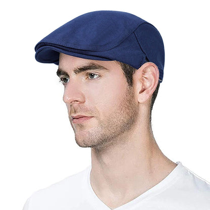 New Man Berets Cotton British Vintage Flat Caps Gatsby Male Solid Gray Black